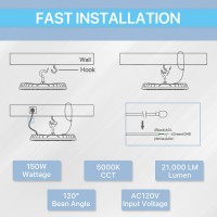 Hyperlite Led High Bay Light 150W 21 000 Lm 5000K Led Ufo Light 5 Cable With Us Plug For Factory Warehouse Workshop Gym Barn Ga