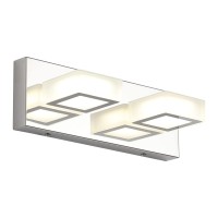 Ralbay Modern Chrome Vanity Light 2 Light Acrylic Stainless Steel Chrome Bathroom Lighting Fixtures Modern Led Vanity Light For Bathroom (Natural White Light 4500K)