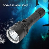 Dive Light, L2 5000Lm Stepless Dimming Diving Light Ipx8 Waterproof Diving Flashlight For Diving Instructors, Scuba Divers