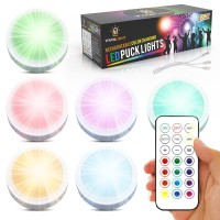 Vyanlight Rechargeable Puck Lights With 2 Remotes - 16 Color Changeable Led Puck Lighting - Battery Powered Dimmable Under Cabinet Lights, Under Counter Tap Lights For Kitchen And Closets (6 Pack)