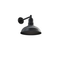 Steel Lighting Co. Westchester Barn Light | Outdoor Wall Mounted | 12 Inch Dome | 11 Inch Straight Arm| Warehouse Steel Light Made In America | Matte Black Exterior/Interior