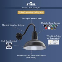 Steel Lighting Co. Westchester Barn Light | Outdoor Wall Mounted | 12 Inch Dome | 11 Inch Straight Arm| Warehouse Steel Light Made In America | Matte Black Exterior/Interior