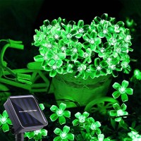 Iticdecor Solar Flower String Lights Green Lights Outdoor Waterproof 50 Led Fairy Light Decorations Garden Patio Fence Yard Spring (Green)