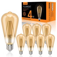 Luxon Led Edison Bulbs,4Watt(Equivalent 40W),Dimmable,4000K Daylight (Amber Glass) With Cri 90+,St64 Antique Vintage Style Filament Edison Light Bulbs,E26 Medium Base,Pack Of 8