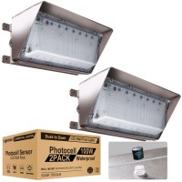 Lightdot 2 Pack 100W Led Wall Pack Lights, Dusk To Dawn With Photocell, 15000Lm 5000K Daylight Ip65 Waterproof Wall Mount Outdoor Security Lighting Fixture, Energy Saving Upto 3800Kw*2/5Yrs(5Hrs/Day)