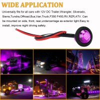 Pseqt 34 Led Rock Lights Round Underglow Side Marker Clearance Wheel Fender Light Wbullet Grommet Waterproof For Trailer Pick