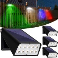 Guyulux Outdoor Color Changing Rgbw Solar Powered, Dusk To Dawn Deck Lights, 6-Mode 90?Adjustable, Ideal For Wet Location, Bright Solar Wall Pack For Patio Parking Lot Alleyways Doorway, 4-Pack