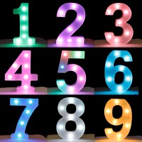 Pooqla Colorful Light Up Numbers With Remote,Color Changing Led Marquee Number Lights, Lighted Number Signs For Party Room Birthday Anniversary Wedding Decoration, Multicolor Number 1