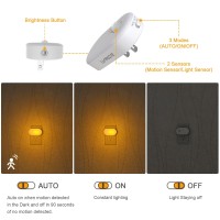 Lyridz Amber Motion Sensor Mini Led Night Light Plug Into Wall 1800K Amber Light With Adjustable Brightness Ideal For Bedroom Ki