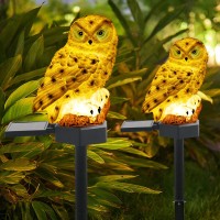 Iqytb Solar Garden Stake Lights - 2 Pack Owl Solar Lights Outdoor Garden,Ip67 Waterproof Warm White Led Solar Stake Lights For Garden, Patio, Yard, Lawn, Walkway Decoration(White)