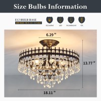 Vcjyxzc 5-Light Modern Crystal Chandeliers,Large Matte Black Semi Flush Mount Ceiling Light Fixture,Close To Ceiling Light Fixtures For Farmhouse Dinning Room Living Room Bedroom Foyer Kitchen.