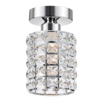 Kisriver Semi Flush Mount Ceiling Light Fixture Modern Small Crystal Close Chandelier Pendant Lamp Shade Indoor Lighting Fixtures Ceiling For Bathroom Hallway Cafe Bar Porch Hall