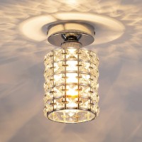 Kisriver Semi Flush Mount Ceiling Light Fixture Modern Small Crystal Close Chandelier Pendant Lamp Shade Indoor Lighting Fixtures Ceiling For Bathroom Hallway Cafe Bar Porch Hall