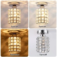 Kisriver Semi Flush Mount Ceiling Light Fixture Modern Small Crystal Close Chandelier Pendant Lamp Shade Indoor Lighting Fixtures Ceiling For Bathroom Hallway Cafe Bar Porch Hall