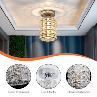 Kisriver Semi Flush Mount Ceiling Light Fixture Modern Small Crystal Close Chandelier Pendant Lamp Shade Indoor Lighting Fixtures Ceiling For Bathroom Hallway Cafe Bar Porch Hall