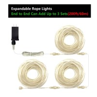 Cattlite Led Rope Lights Outdoor Waterproof,66Ft 200Leds Connectable Rope Lights Outdoor,Warmwhite 8 Modes Rope Light,For Christmas Party Wedding Bedroom Patio Decorations