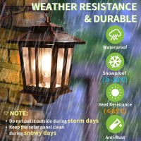 2 Pack Solar Wall Lanterns With 4 Solar Panels, Dusk To Dawn Led Outdoor Wall Sconce , Anti-Rust Waterproof Wall Lanterns Aluminum, 3000K Warm White, Bronze Powder Coat + Uv Protection