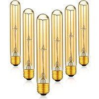 Hunanaote Si T10 Dimmable Led Tubular Bulb, Amber Long Tube Edison Light Retro Bulb, 6W, 60W Equivalent, Warm White 2700K, E26 Medium Base, Pendant Lighting Wall Sconces,Vanity 6 Pack