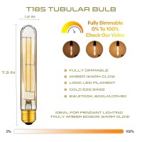 Hunanaote Si T10 Dimmable Led Tubular Bulb, Amber Long Tube Edison Light Retro Bulb, 6W, 60W Equivalent, Warm White 2700K, E26 Medium Base, Pendant Lighting Wall Sconces,Vanity 6 Pack