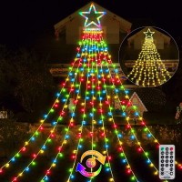 Mzd8391 Christmas Decoration Lights 320 Led Color Changing Outdoor Star String Lights Waterproof Waterfall Christmas Lights 11 Light Modes, Remote & Timer [Warm White & Multicolor]