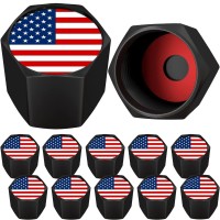 Samikiva American Flag Tire Valve Stem Caps, Usa With O Rubber Ring, Universal Stem Covers For Cars, Suvs, Bike, Bicycle, Trucks, Motorcycles, Airtight Heavy Duty (12 Pack) (Black Usa (12 Pack))