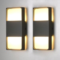 Amtious Led Wall Sconce Waterproof Porch Light,Outdoor Cylinder Up Down Wall Light ,Modern Waterproof Wall Lamps, E26 Base For Two,Ip54 Waterproof Outdoor Up/Down Light (Black)