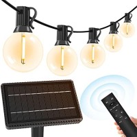 100Ft Solar Outdoor String Lights With Remote - Usb Rechargeable Solar Powered Outdoor Patio Lights, Larger 5W Solar Panel , Timer, Dimmable Shatterproof Bulbs For Backyard, Porch, Garden, Pool, Party