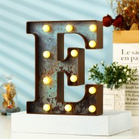 Youzone Vintage Rusty Letter Lights Led Marquee Light Up Letters For Events Wedding Party Birthday Home Bar Diy Decoration - Industrial Vintage Style E