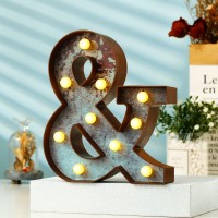 Youzone Vintage Rusty Letter Lights Led Marquee Light Up Letters For Events Wedding Party Birthday Home Bar Diy Decoration - Industrial Vintage Style &