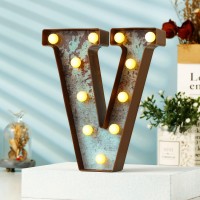 Youzone Vintage Rusty Letter Lights Led Marquee Light Up Letters For Events Wedding Party Birthday Home Bar Diy Decoration - Industrial Vintage Style V