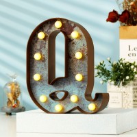 Youzone Vintage Rusty Letter Lights Led Marquee Light Up Letters For Events Wedding Party Birthday Home Bar Diy Decoration - Industrial Vintage Style Q