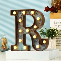 Youzone Vintage Rusty Letter Lights Led Marquee Light Up Letters For Events Wedding Party Birthday Home Bar Diy Decoration - Industrial Vintage Style R