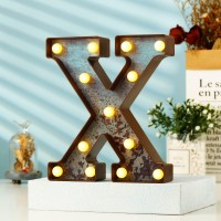 Youzone Vintage Rusty Letter Lights Led Marquee Light Up Letters For Events Wedding Party Birthday Home Bar Diy Decoration - Industrial Vintage Style X