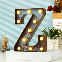 Youzone Vintage Rusty Letter Lights Led Marquee Light Up Letters For Events Wedding Party Birthday Home Bar Diy Decoration - Industrial Vintage Style Z