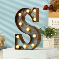 Youzone Vintage Rusty Letter Lights Led Marquee Light Up Letters For Events Wedding Party Birthday Home Bar Diy Decoration - Industrial Vintage Style S