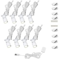 Cefrank Mini Spot Lights With Dimmer, 8 X 1W 360 Rotatable Led Spotlight Jewelry Cabinet Dimmable Wall Light, White Finish Shell (Pack-8, Cold White 6000K)