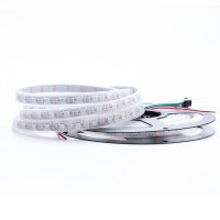 Adresuno Ws2811 Ic Ws2812B Led Strip Individual Addressable Light 60Pixels/M 300Pixels Smd 5050 Rgb Pixel Strip Dc5V (16.4Ft 300Leds Waterproof Ip67, White Pcb)