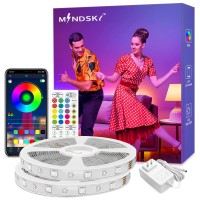 Mindsky Led Lights For Bedroom,100Ft Christmas Party Strip Lights,Hassle-Free App Quickly Install Long Enough Led Strip For Home Kitchen Decoration Project