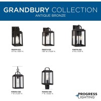 Progress Lighting Grandbury Collection 13.625 In. 1-Light Antique Bronze With Clear Glass Shade Farmhouse Coastal Outdoor Wall Lantern