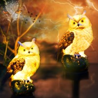 Smilingtown 2 Packs Owl Solar Garden Lights Outdoor Decorative Stake Light Waterproof Owl Decory To Scare Birds Away Yard Patio