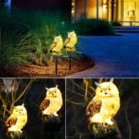 Smilingtown 2 Packs Owl Solar Garden Lights Outdoor Decorative Stake Light Waterproof Owl Decory To Scare Birds Away Yard Patio