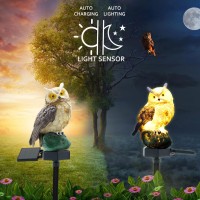 Smilingtown 2 Packs Owl Solar Garden Lights Outdoor Decorative Stake Light Waterproof Owl Decory To Scare Birds Away Yard Patio