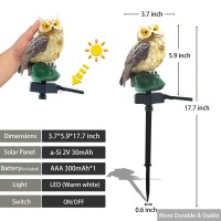 Smilingtown 2 Packs Owl Solar Garden Lights Outdoor Decorative Stake Light Waterproof Owl Decory To Scare Birds Away Yard Patio