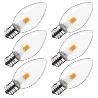 Austin Coast C7 Led Bulb-Led Night Light Bulbs-E12 C7 Candelabra Led Light Bulbs,0.6W Light Candle Bulbs Equivalent To Incandescent 7W, Warm White 2200K,50Lm Non-Dimmable (2200K-6Pack Clear Glass)