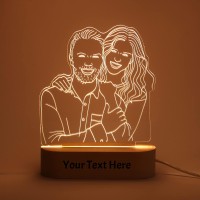 Oxyefei Personalized Custom Photo 3D Lamp, Custom Text Hand Drawing Minimalist Line Art Picture Carving, The Best Gift For Wedding Anniversary, Birthday, Valentines Day (Transparent)