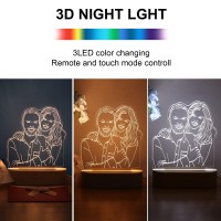 Oxyefei Personalized Custom Photo 3D Lamp, Custom Text Hand Drawing Minimalist Line Art Picture Carving, The Best Gift For Wedding Anniversary, Birthday, Valentines Day (Transparent)