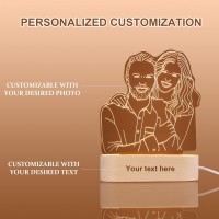 Oxyefei Personalized Custom Photo 3D Lamp, Custom Text Hand Drawing Minimalist Line Art Picture Carving, The Best Gift For Wedding Anniversary, Birthday, Valentines Day (Transparent)