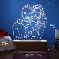 Oxyefei Personalized Custom Photo 3D Lamp, Custom Text Hand Drawing Minimalist Line Art Picture Carving, The Best Gift For Wedding Anniversary, Birthday, Valentines Day (Transparent)