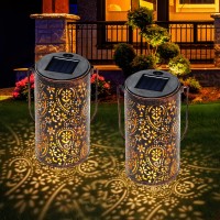 Taomika 2 Pack Solar Lanterns Garden Hanging Solar Lantern Outdoor Waterproof, Solar Lantern Metal Led Decorative For Patio Yard, Pathway, Fence, Walkway, Decorative Lamp