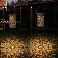 Taomika 2 Pack Solar Lanterns Garden Hanging Solar Lantern Outdoor Waterproof, Solar Lantern Metal Led Decorative For Patio Yard, Pathway, Fence, Walkway, Decorative Lamp